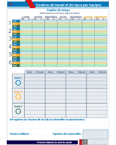 Horaires travail par équipes