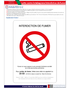 Affichage obligatoire Interdiction de fumer